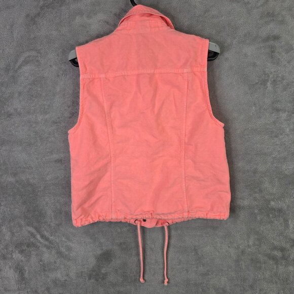 Womens J.Crew Pink Linen Blend Utility Vest Drawstring Hem Button & Zipper S - Picture 6 of 9